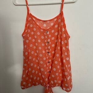 Polka Dot Sleeveless Top - Orange